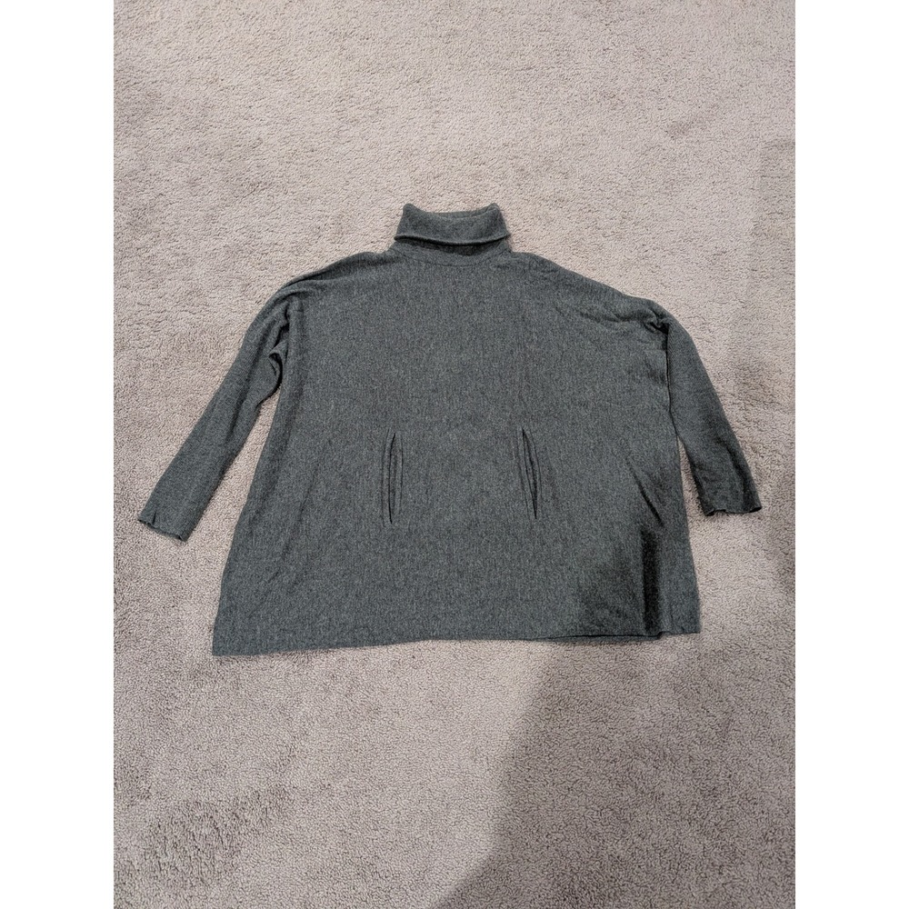 Garnet Hill Women's Gray Merino Wool‎ Cashmere Blend Turtleneck Sweater Size L